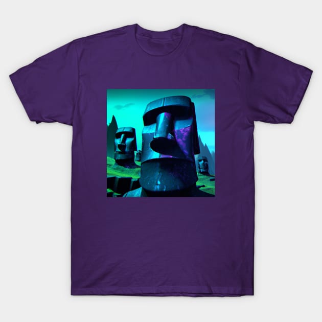 Easter Island in a Distant Techno Future T-Shirt by Star Scrunch